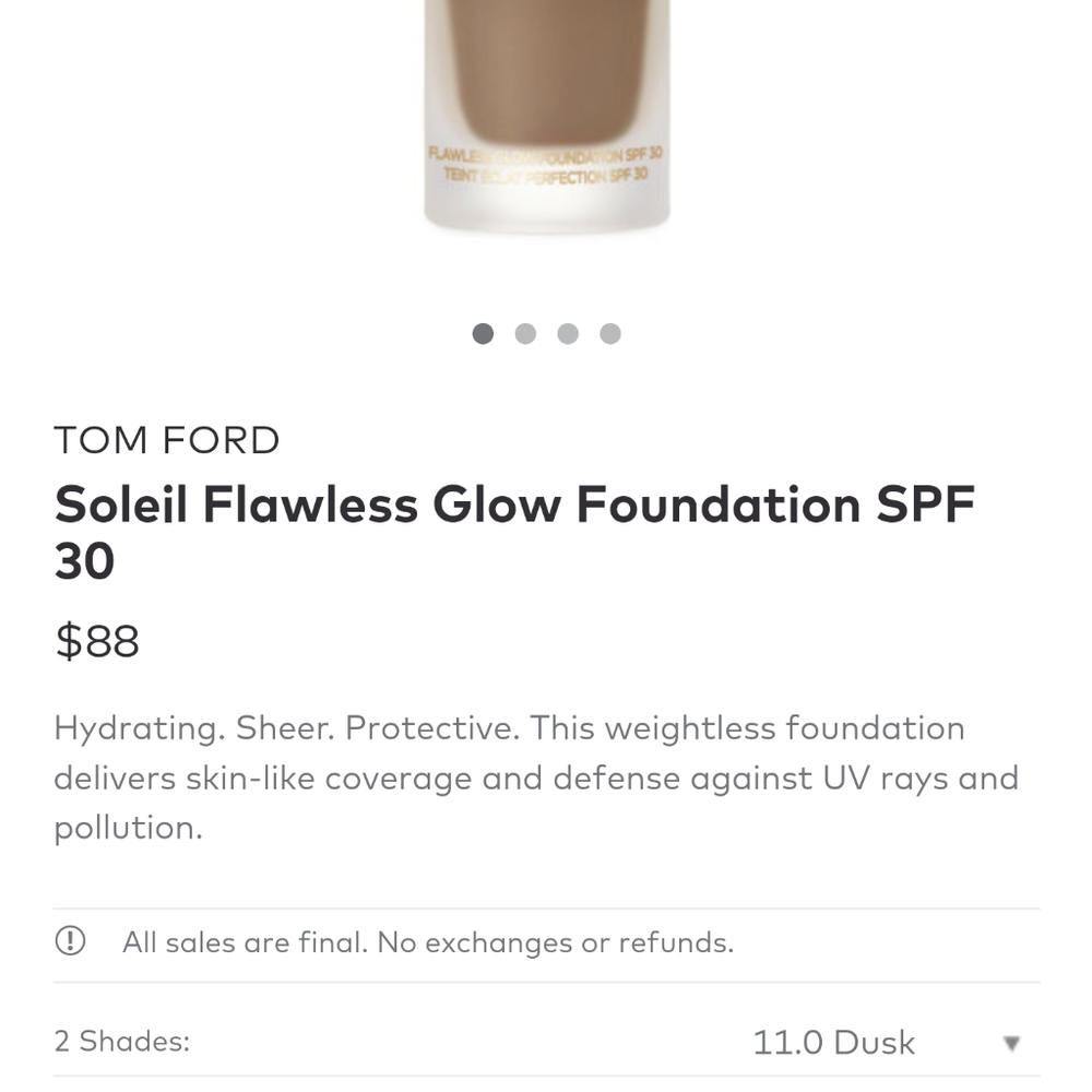 NIB Tom Ford Flawless Glow Foundation 11 Dusk - Picture 2 of 4